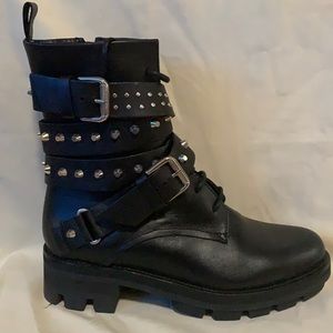 Zara Flat Leather Biker Boot